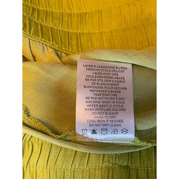JOIE Lime Green Wide Leg Pleated Satin Pants Women's SP - Picture 10 of 12